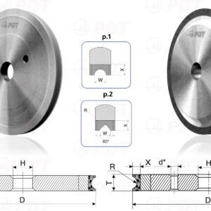 1F6V, 14F6V. 1F6V, 14F6V. Diamond flat grinding wheels with semicircular-concave profile