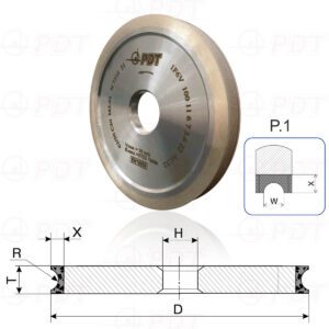1F6V-2-4 1F6V. Diamond flat grinding wheels with semicircular-concave profile