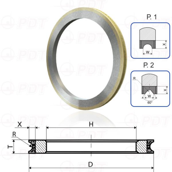 2F6V-2-1 2F6V. Diamond flat grinding wheels with semicircular-concave profile