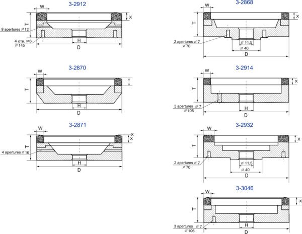 6A2-12 6A2. flat recessed grinding wheels