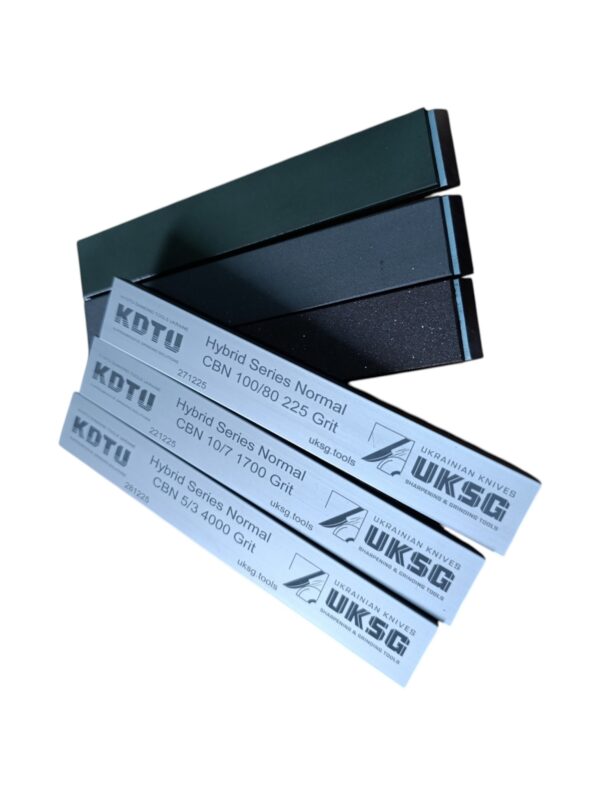 KDTU 1x6 CBN stone installed on guided knife sharpening system for controlled sharpening