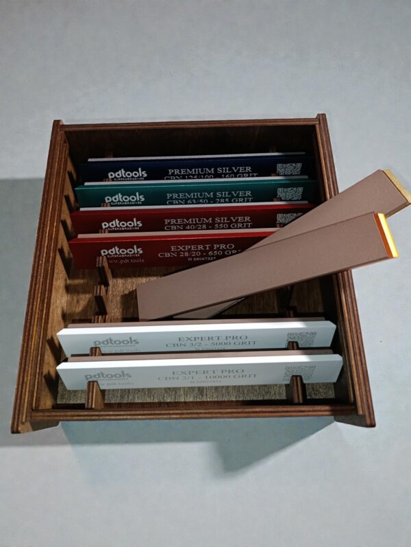PDT Vitrified and Resin CBN sharpening stones set for kitchen knives, EDC knives and professional sharpening systems