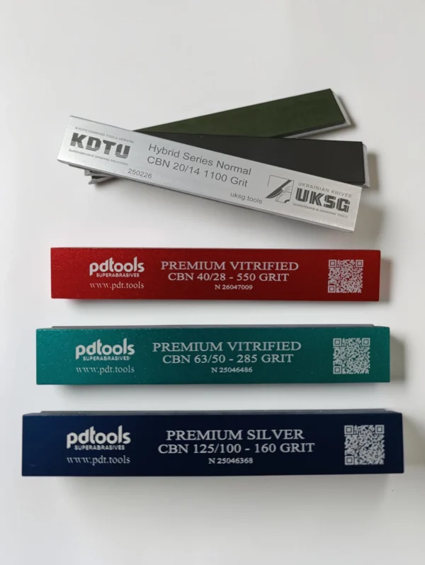 CBN sharpening stones with vitrified and hybrid bonds designed for fast cutting and mirror edge finishing
